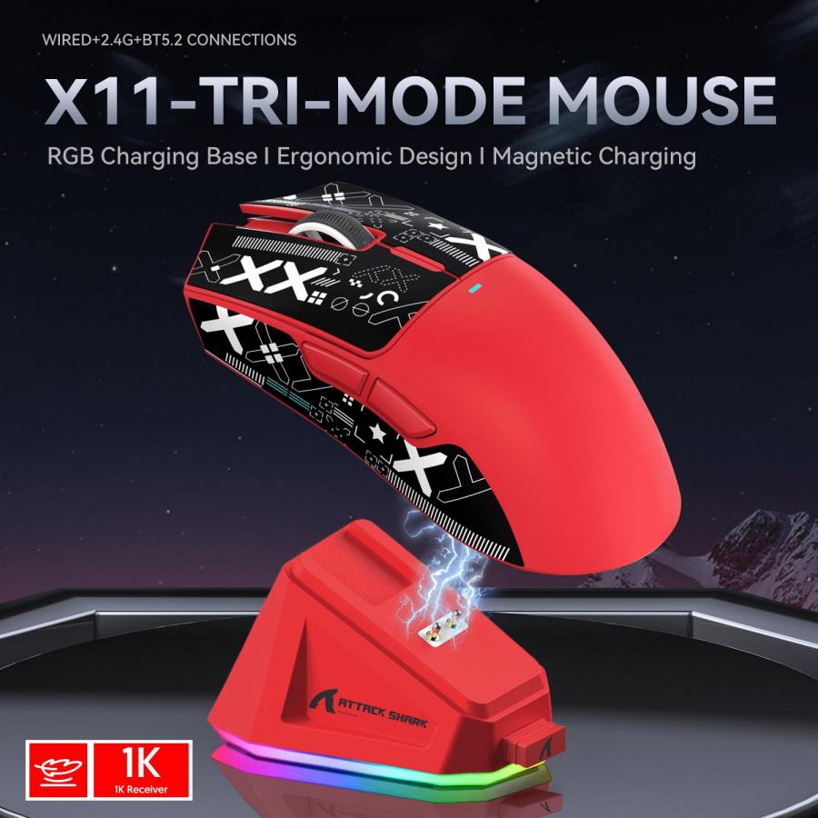 Attack Shark X11 Superlight Wireless Gaming Mouse with RGB Dock
