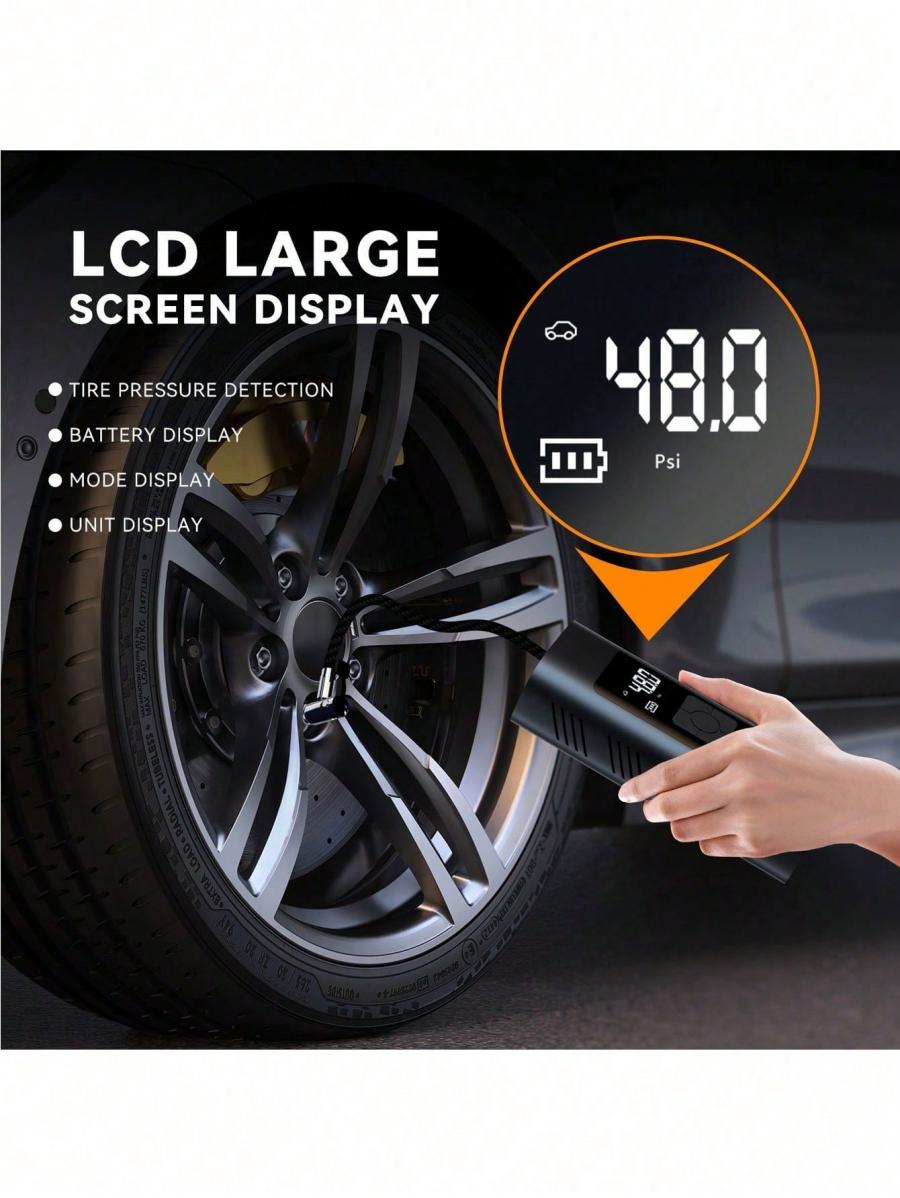 Portable Wireless Car Air Pump 6000mAh LED SOS Light Type C