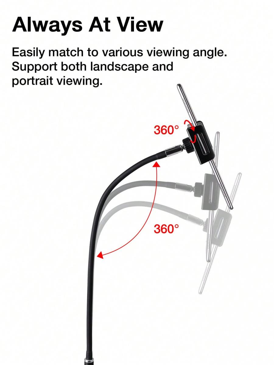 Adjustable Gooseneck Tablet Floor Stand Mount for Phones and Tablets