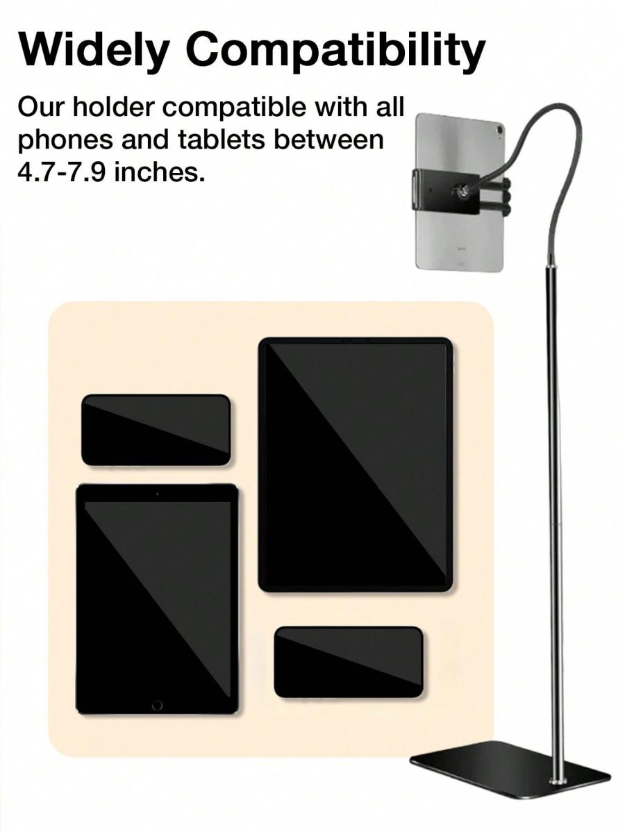 Adjustable Gooseneck Tablet Floor Stand Mount for Phones and Tablets