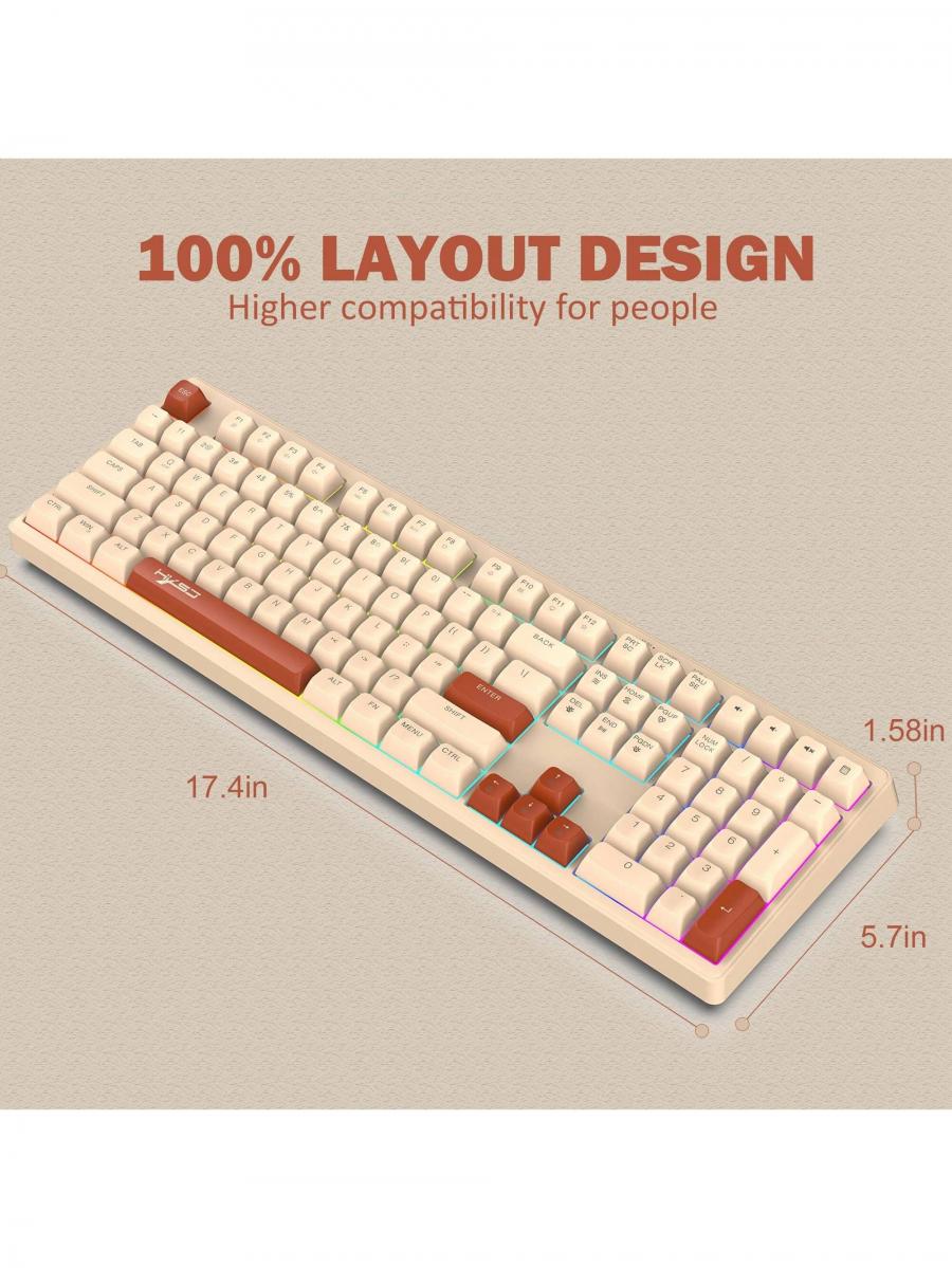 ATTACK SHARK RGB Wired Gaming Keyboard Ergonomic Mechanical 108 Keys