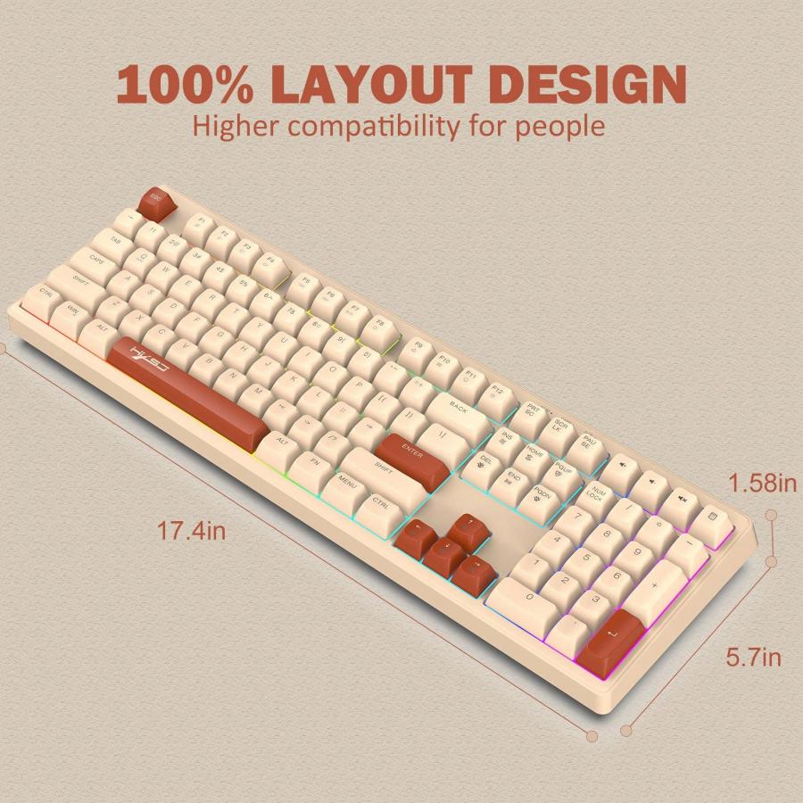 ATTACK SHARK RGB Wired Gaming Keyboard Ergonomic Mechanical 108 Keys