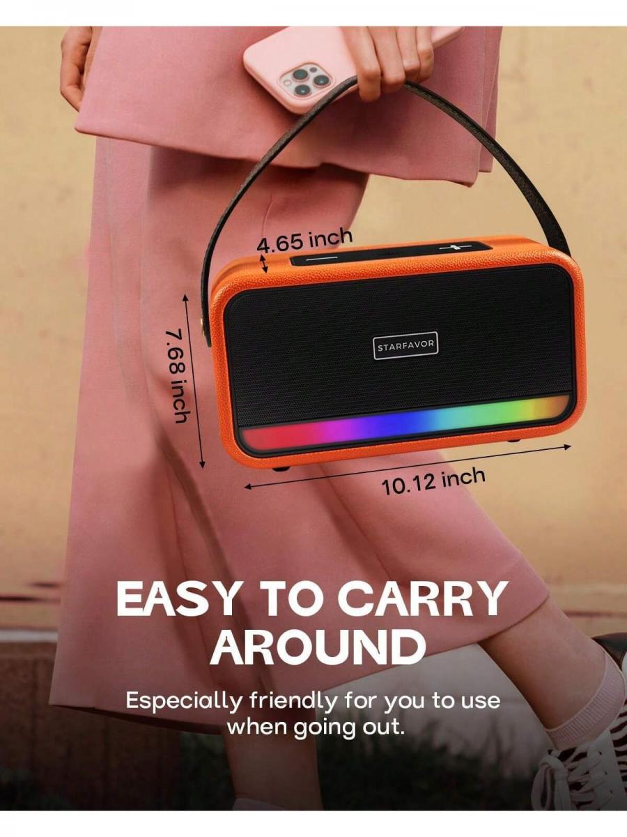 Portable Bluetooth Karaoke Machine with Dual Mic LED Light Modes