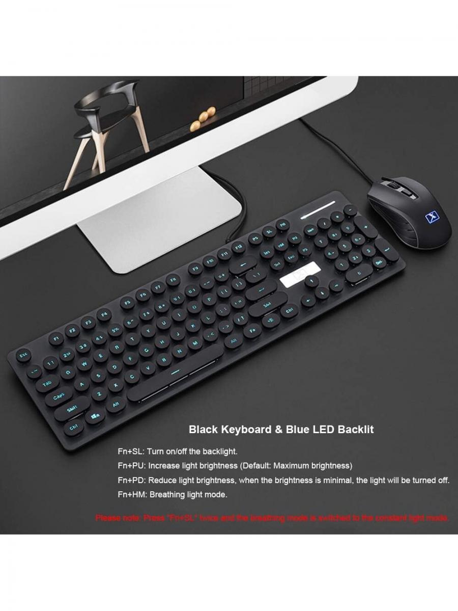 N518 Wired USB Keyboard Mouse Combo Pink White LED Backlit Gaming Set