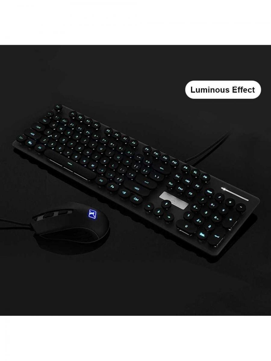 N518 Wired USB Keyboard Mouse Combo Pink White LED Backlit Gaming Set