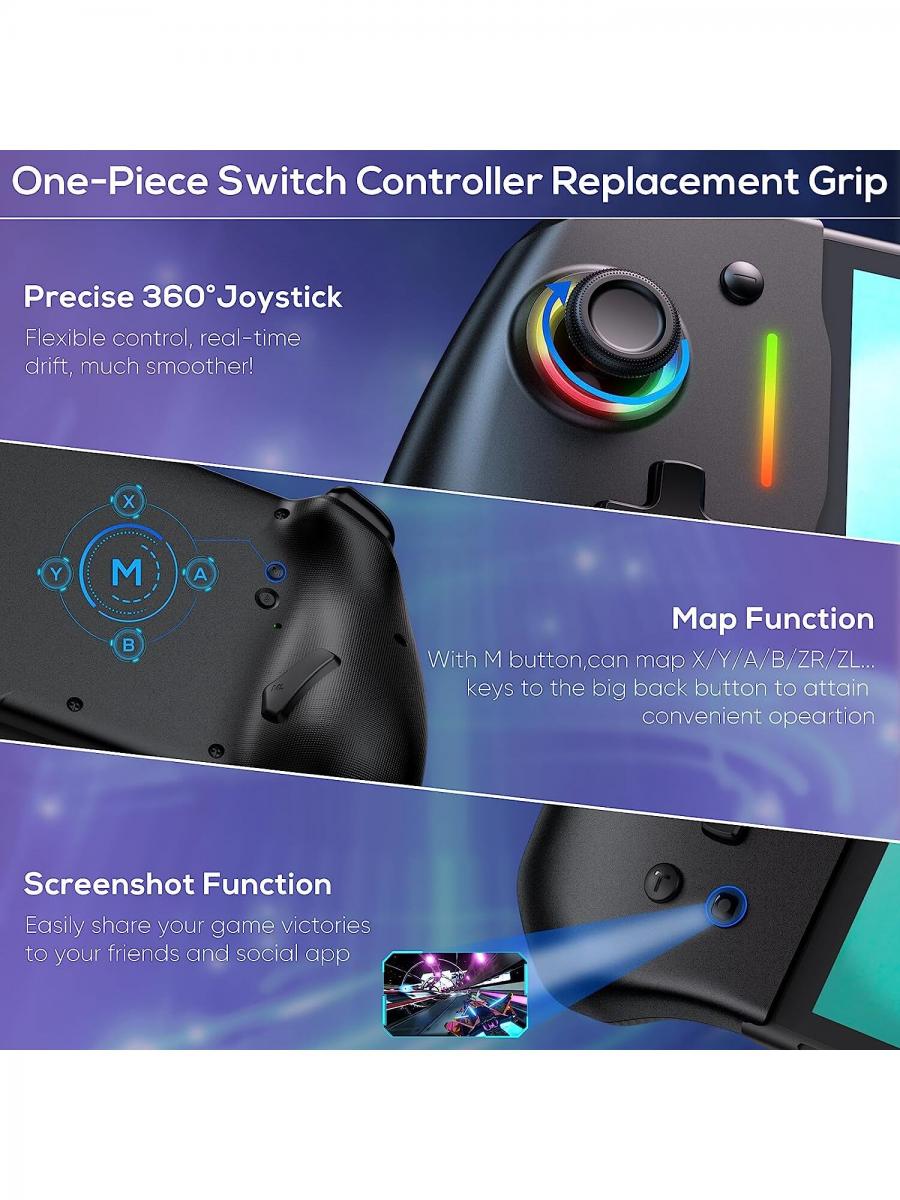 Black Metallic Joystick Crystal Button LED Gamepad for Switch OLED
