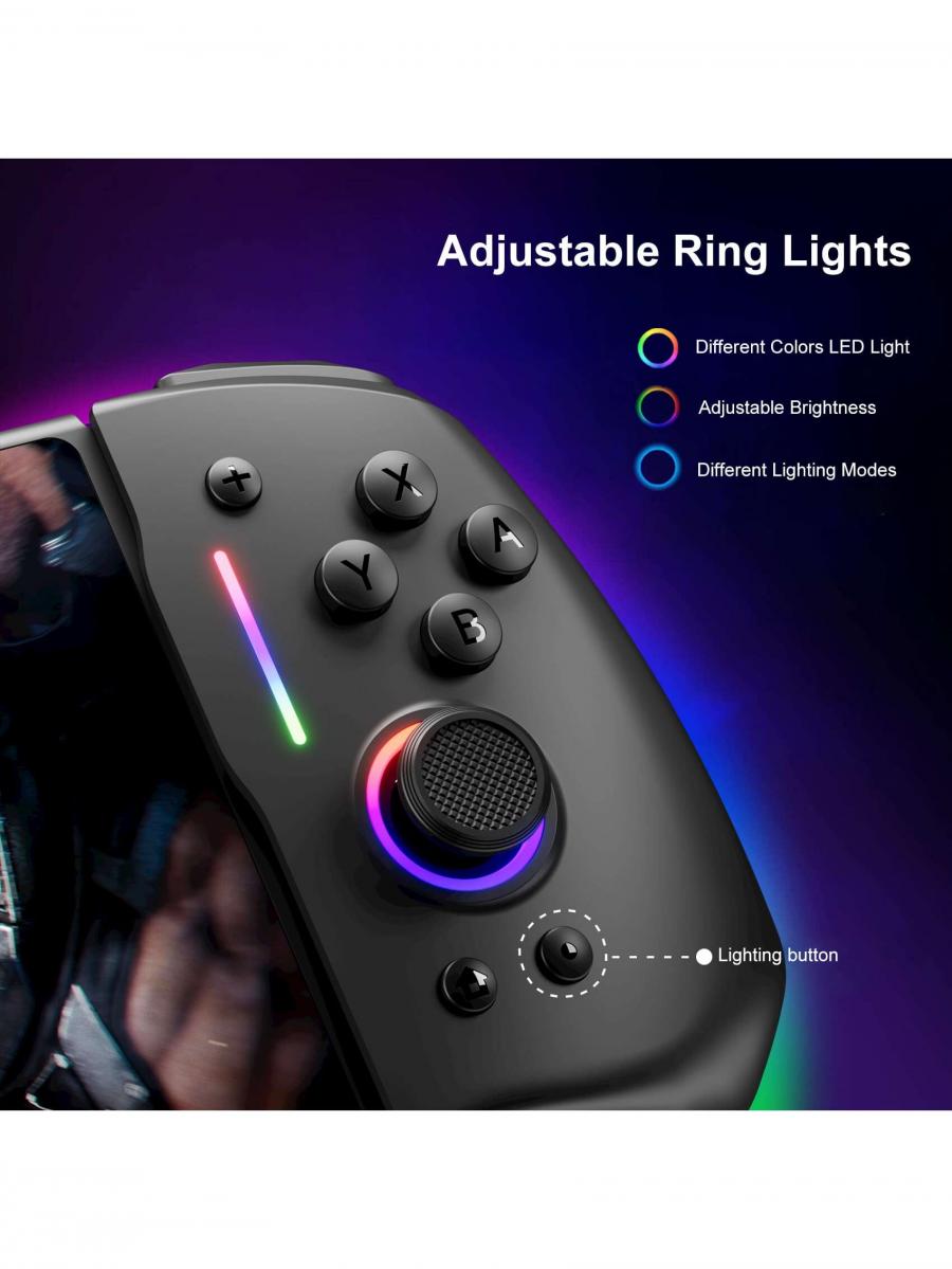 Black Metallic Joystick Crystal Button LED Gamepad for Switch OLED