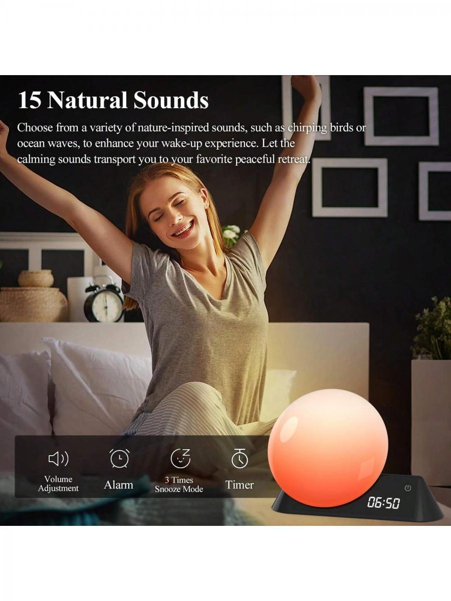 HBUDS Smart Bedside Night Light Alarm Clock with Bluetooth Speaker