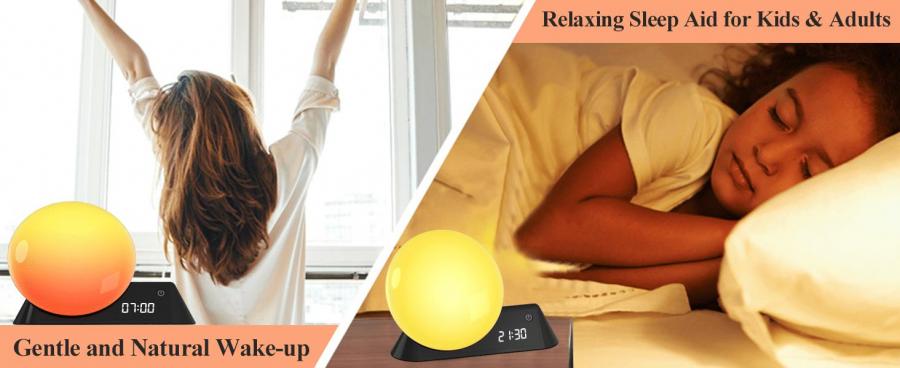 HBUDS Smart Bedside Night Light Alarm Clock with Bluetooth Speaker