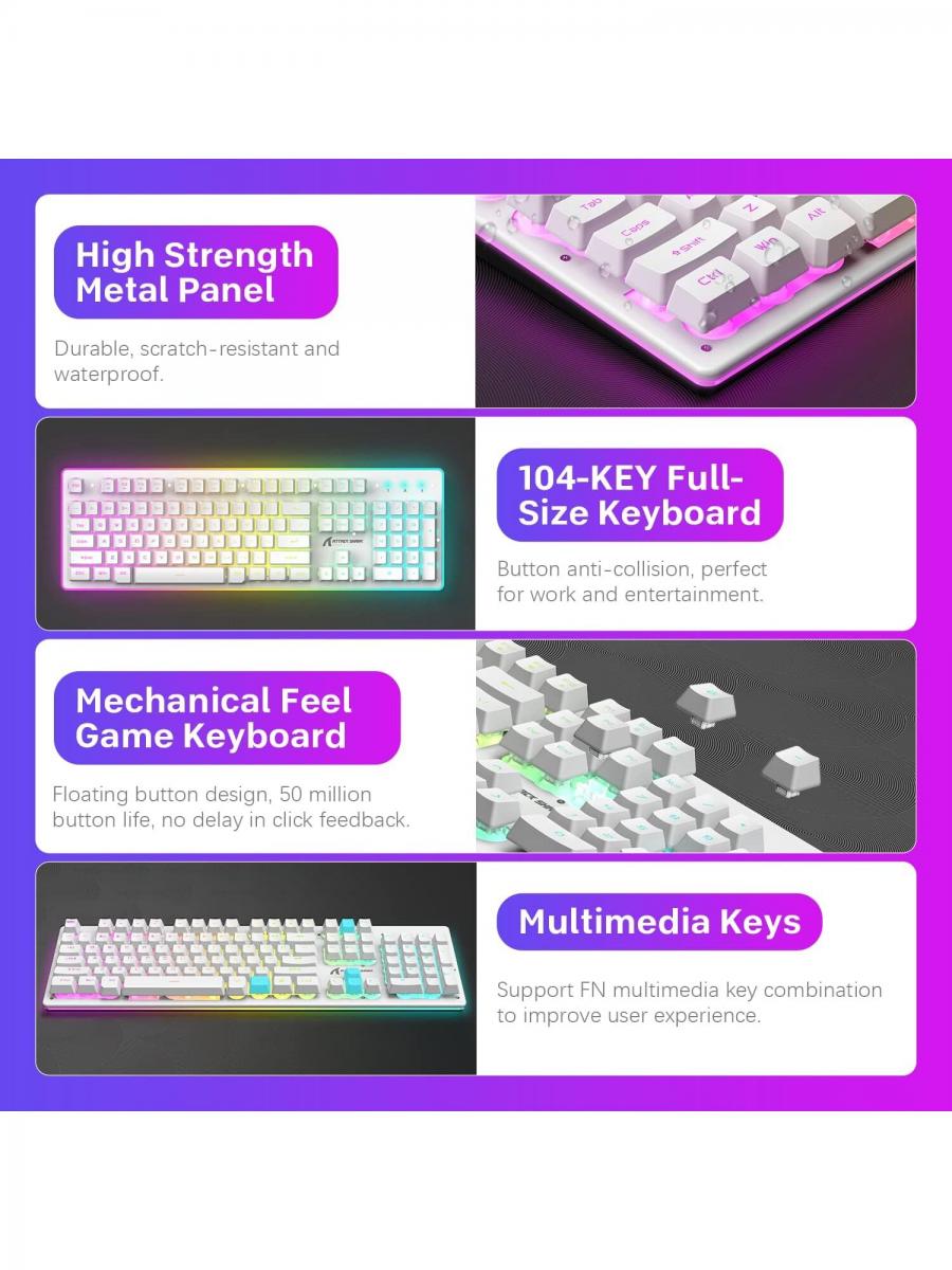 Wireless Gaming Keyboard Mouse Combo RGB Rechargeable Silent Mice