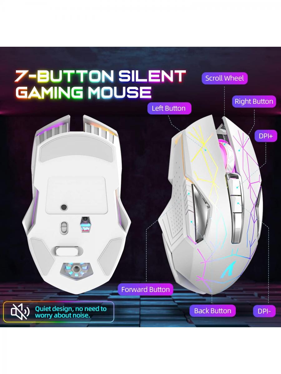 Wireless Gaming Keyboard Mouse Combo RGB Rechargeable Silent Mice