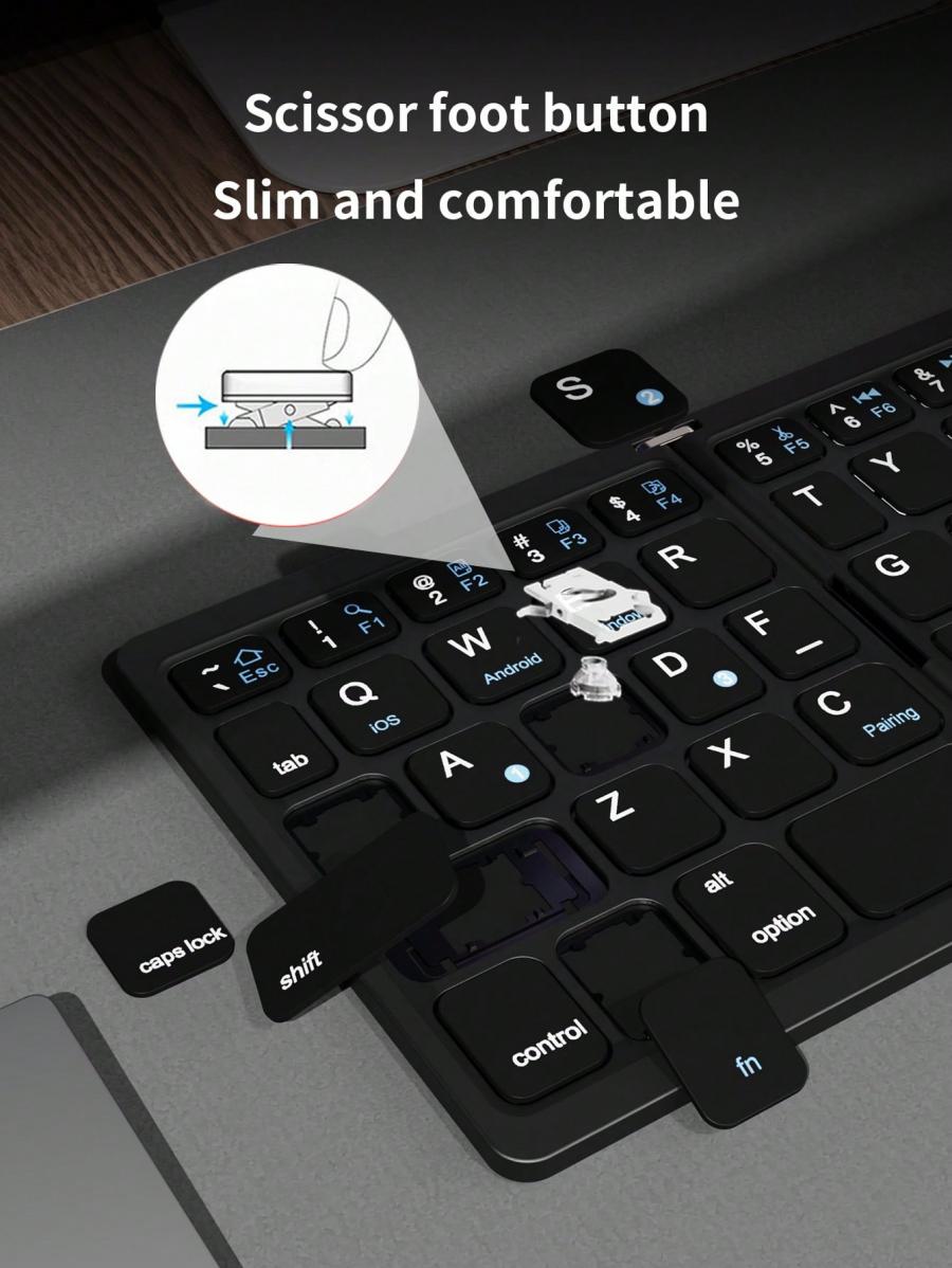B055 Portable Foldable Bluetooth Keyboard with Touchpad for Travel