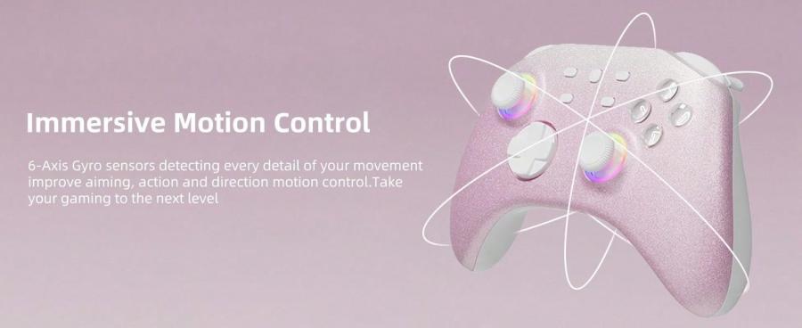 Mytrix Pink Glitter Wireless Gaming Controller for PC IOS Android Steam