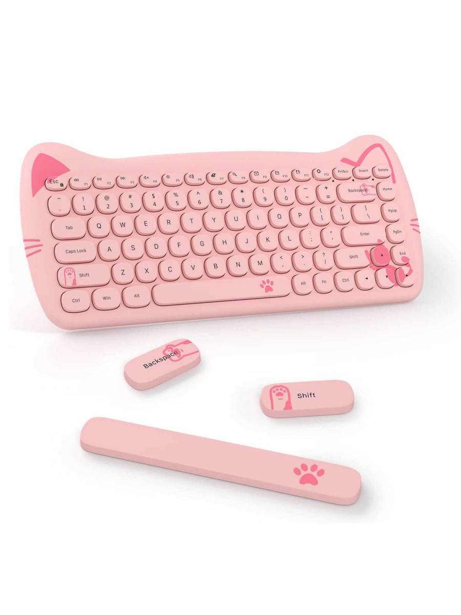 Kawaii Drahtlose Bluetooth Katze Tastatur Mini Tragbare Retro Runde