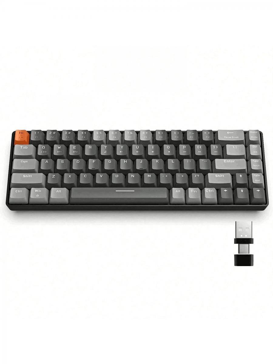Compact 68 Key Wireless Mechanical Gaming Keyboard with Dual Mode Adapter