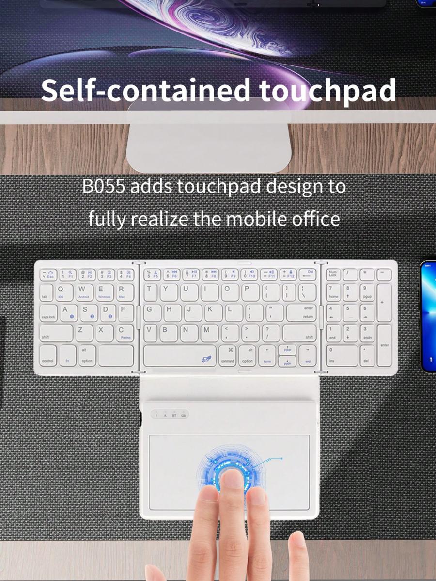 Foldable Bluetooth Keyboard with Touchpad Portable Travel Design