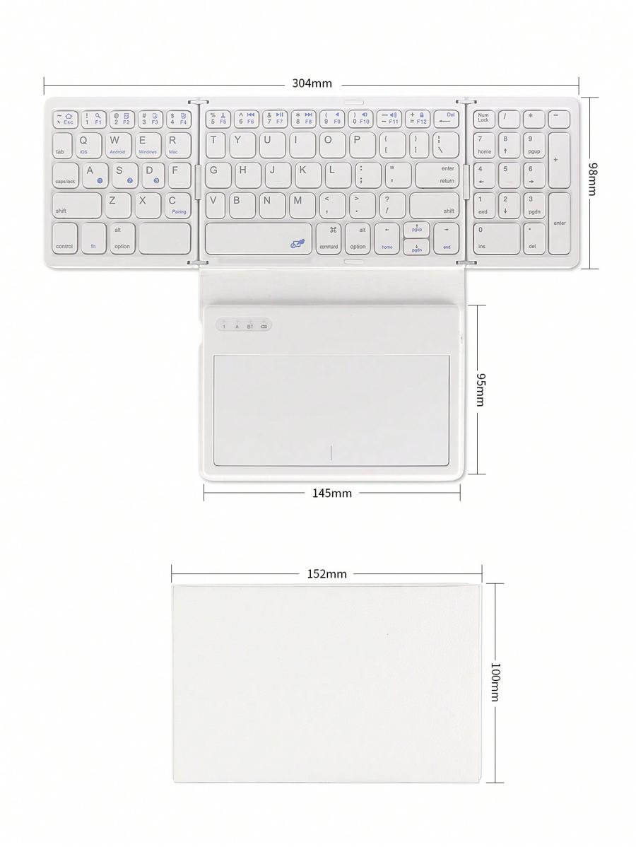 Foldable Bluetooth Keyboard with Touchpad Portable Travel Design