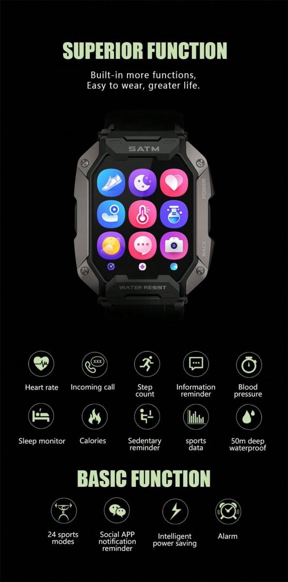 LIGE Voice Call Smart Watch with Heart Rate Monitor and Waterproof Design