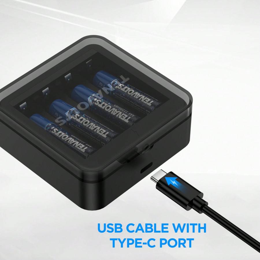 Tenavolts 1 5V Lithium AAA Rechargeable Battery Pack with USB Cable