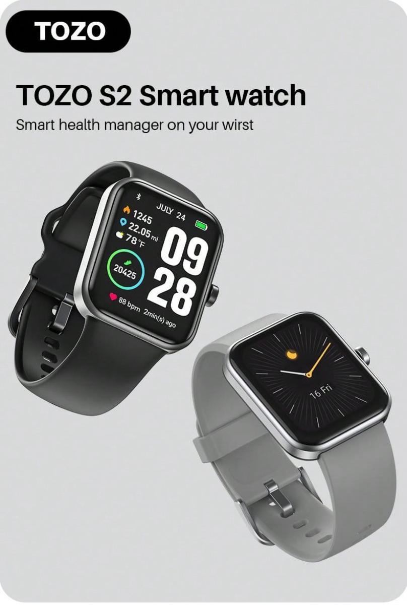 TOZO S2 Mini Smart Watch with Alexa Fitness Tracker Heart Rate Monitor