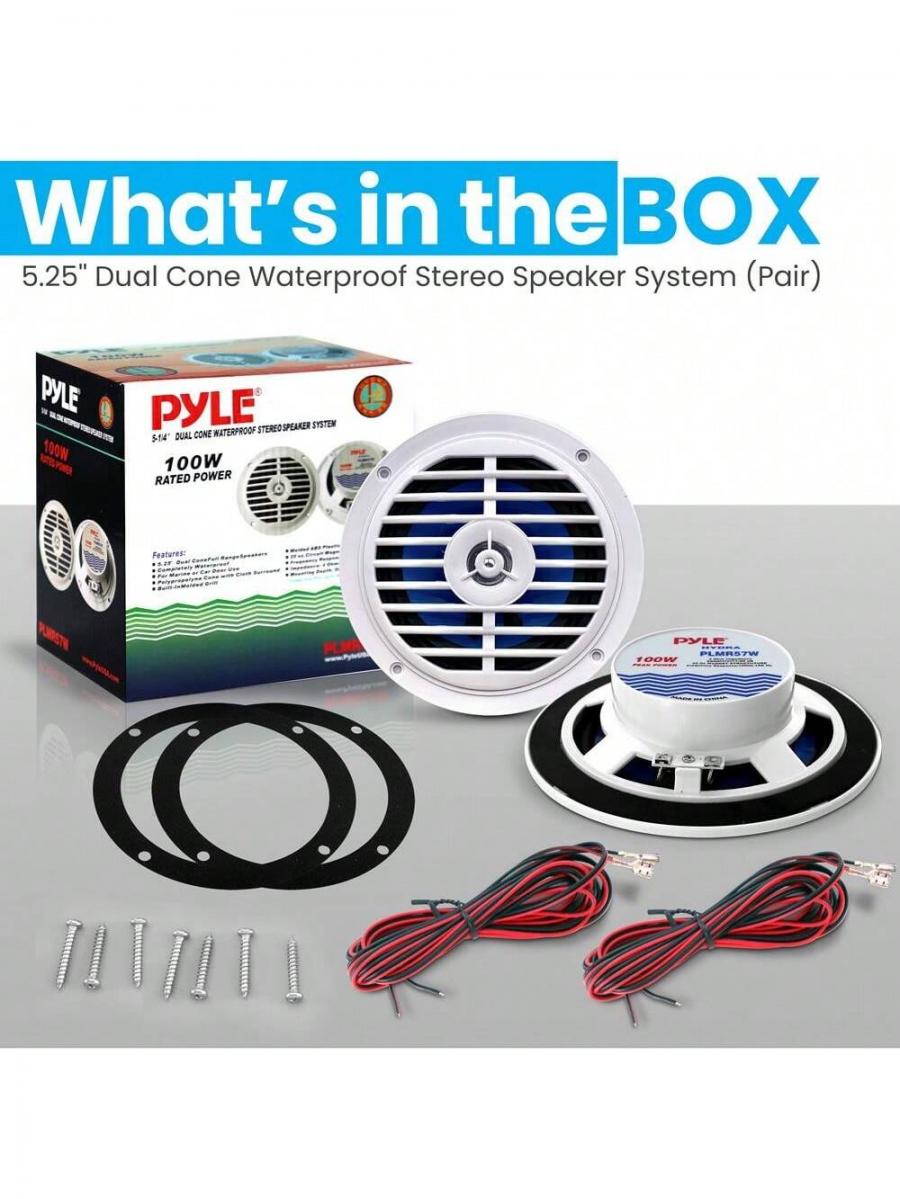 5 1 4 Dual Cone Waterproof Stereo Speaker System with Deep Bass