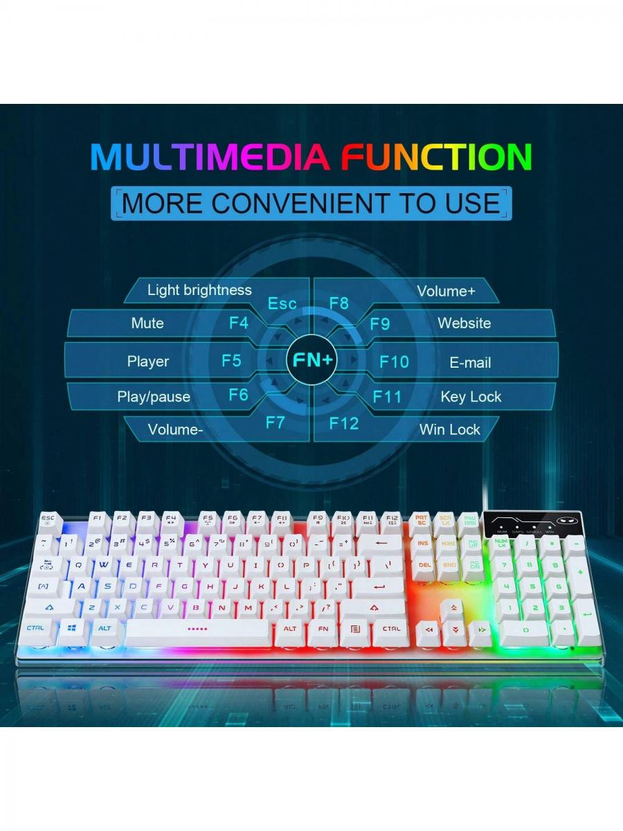 MageGee K1 RGB LED Gaming Keyboard and Mouse Combo White