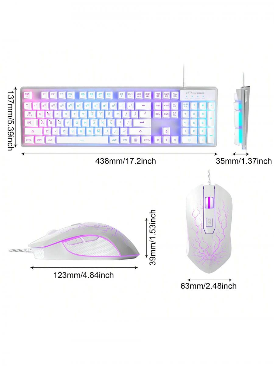 MageGee K1 RGB LED Gaming Keyboard and Mouse Combo White