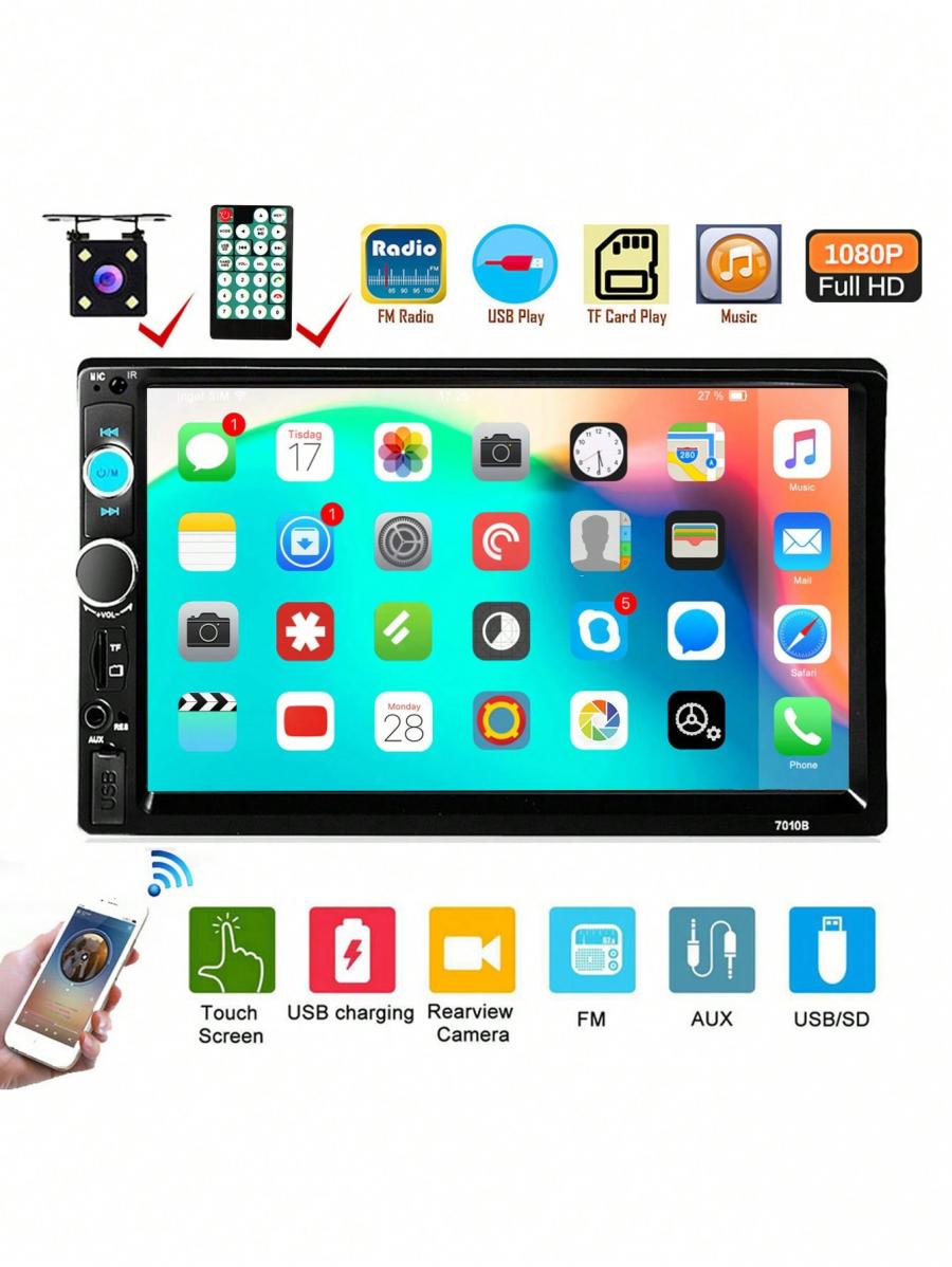 7 Inch HD Double Din Car MP5 Radio Touch Screen with Rear Camera