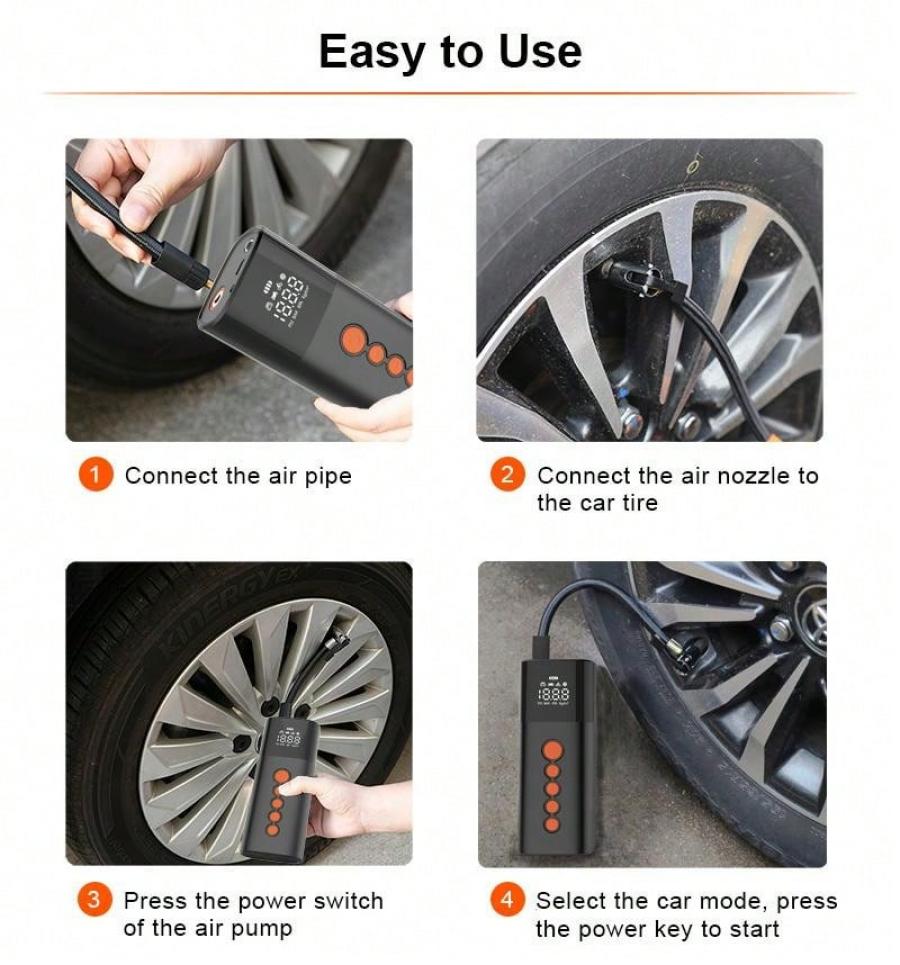 Rechargeable Portable Wireless Mini Air Pump for Bikes and Cars