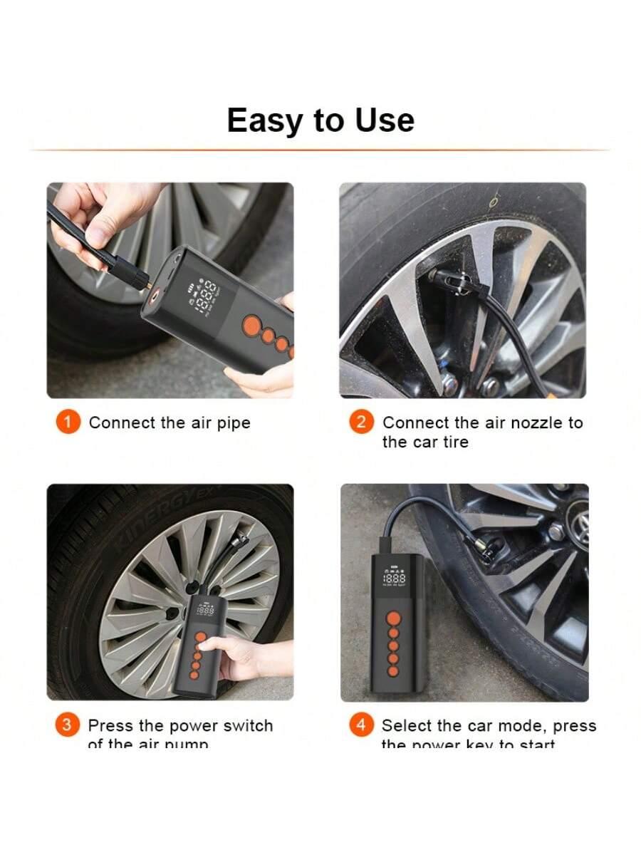 Rechargeable Portable Wireless Mini Air Pump for Bikes and Cars