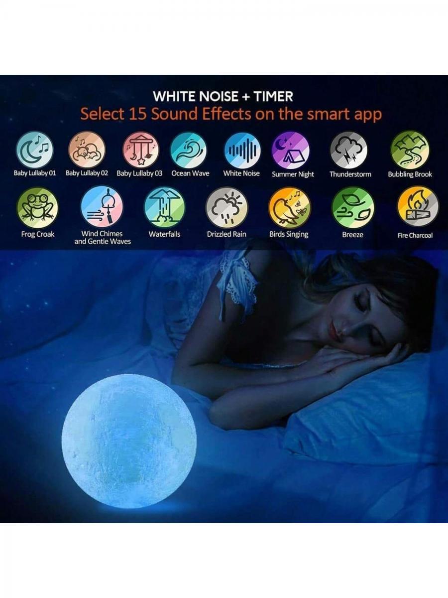 3D Smart Moon Light RGB LED Bluetooth Speaker Remote Control Night Lamp