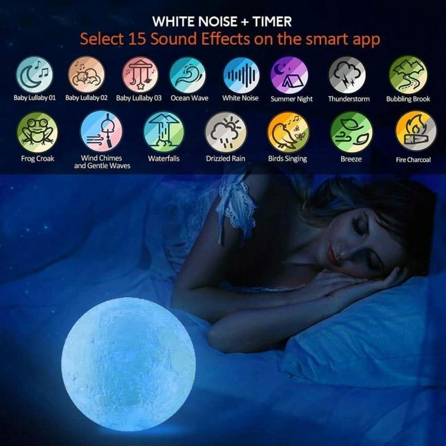 3D Smart Moon Light RGB LED Bluetooth Speaker Remote Control Night Lamp