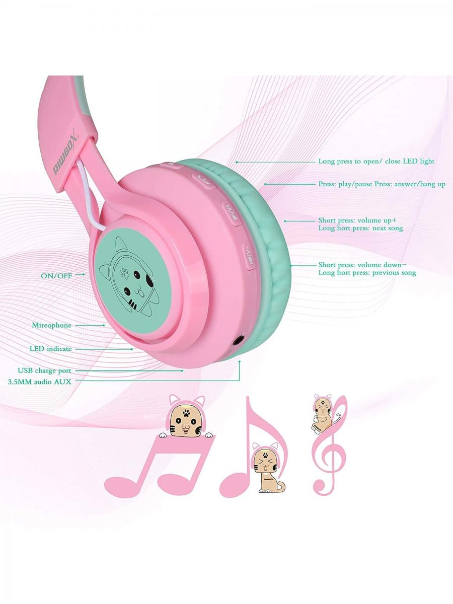 Riwbox CT 7 Cat Ear LED Bluetooth Headphones Wireless Over Ear