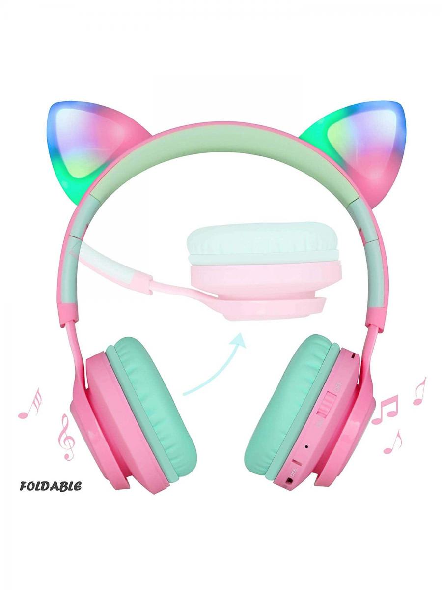 Riwbox CT 7 Cat Ear LED Bluetooth Headphones Wireless Over Ear