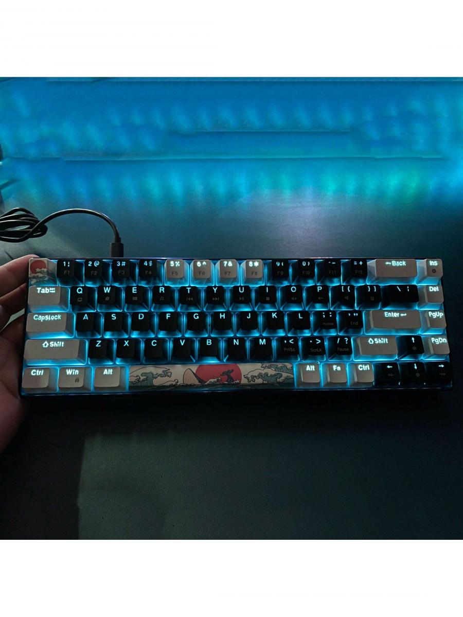 Portable 60 Mechanical Gaming Keyboard Ice Blue LED Backlit Compact