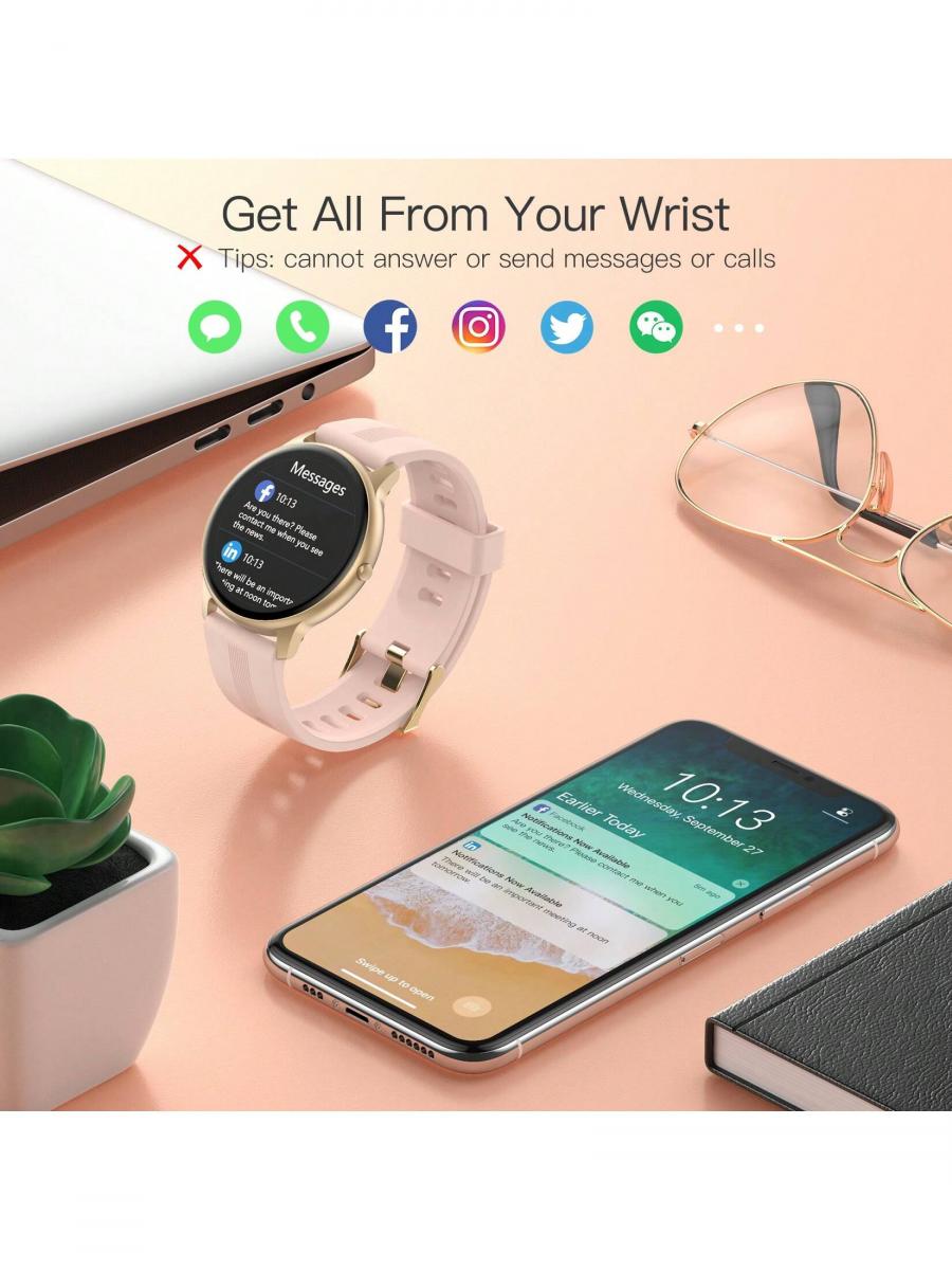 AGPTEK Smart Watch Waterproof Activity Tracker Heart Rate Monitor Pink
