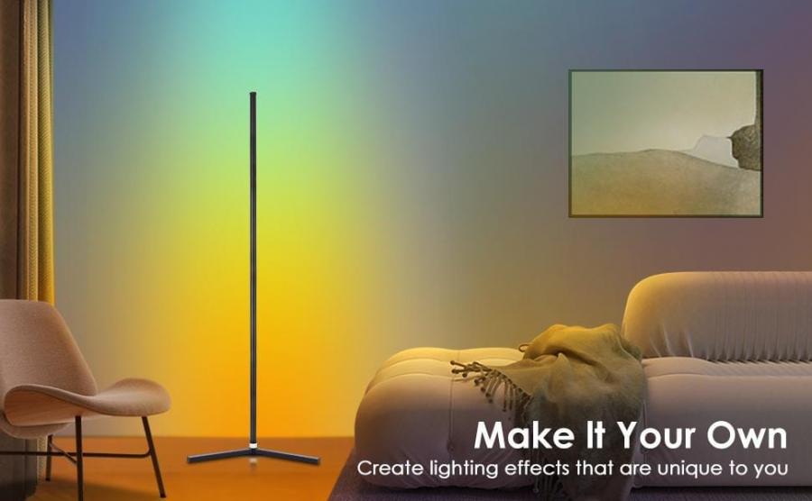 RGB Corner Floor Lamp 64 5 160cm Dimmable Bluetooth Music Sync