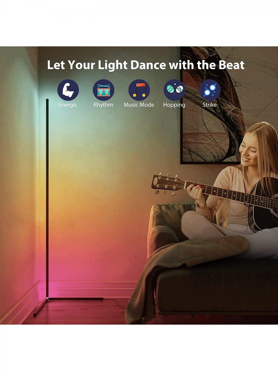 RGB Corner Floor Lamp 64 5 160cm Dimmable Bluetooth Music Sync