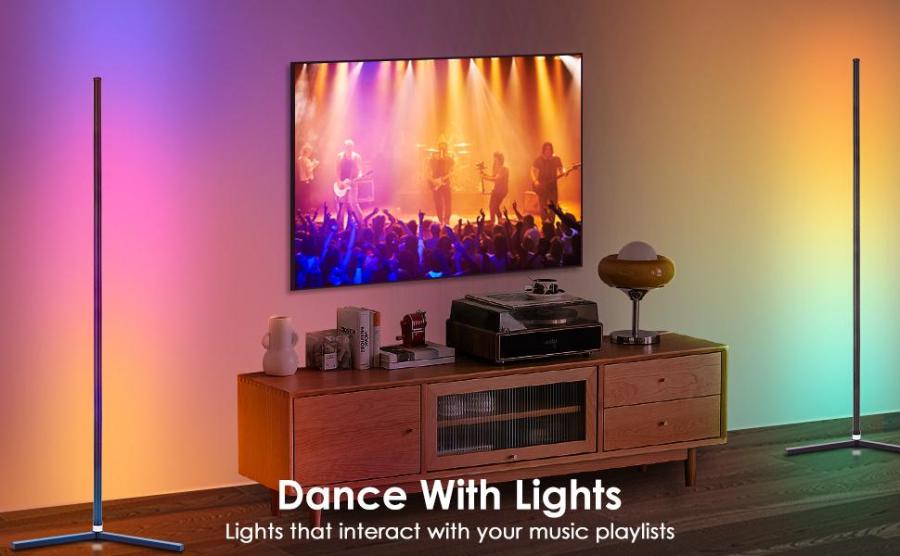 RGB Corner Floor Lamp 64 5 160cm Dimmable Bluetooth Music Sync