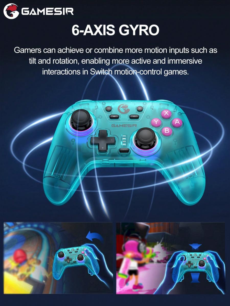 GameSir Wireless Gamepad with Hall Effect Sticks for Switch PC Mobile