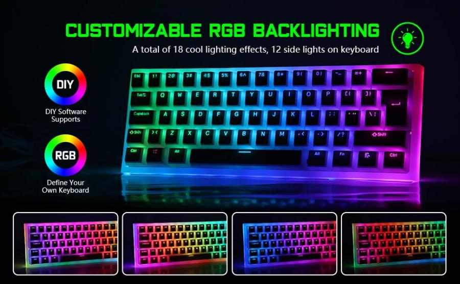 Hot Swappable RGB Mechanical Gaming Keyboard with Pudding Keycaps