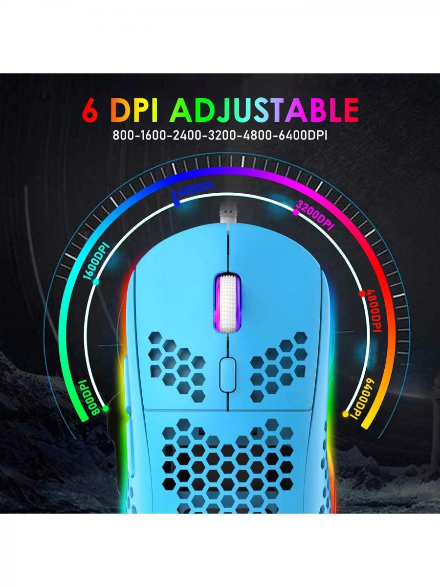 Compact Rainbow Backlit Gaming Keyboard Mouse Combo with RGB 6400 DPI