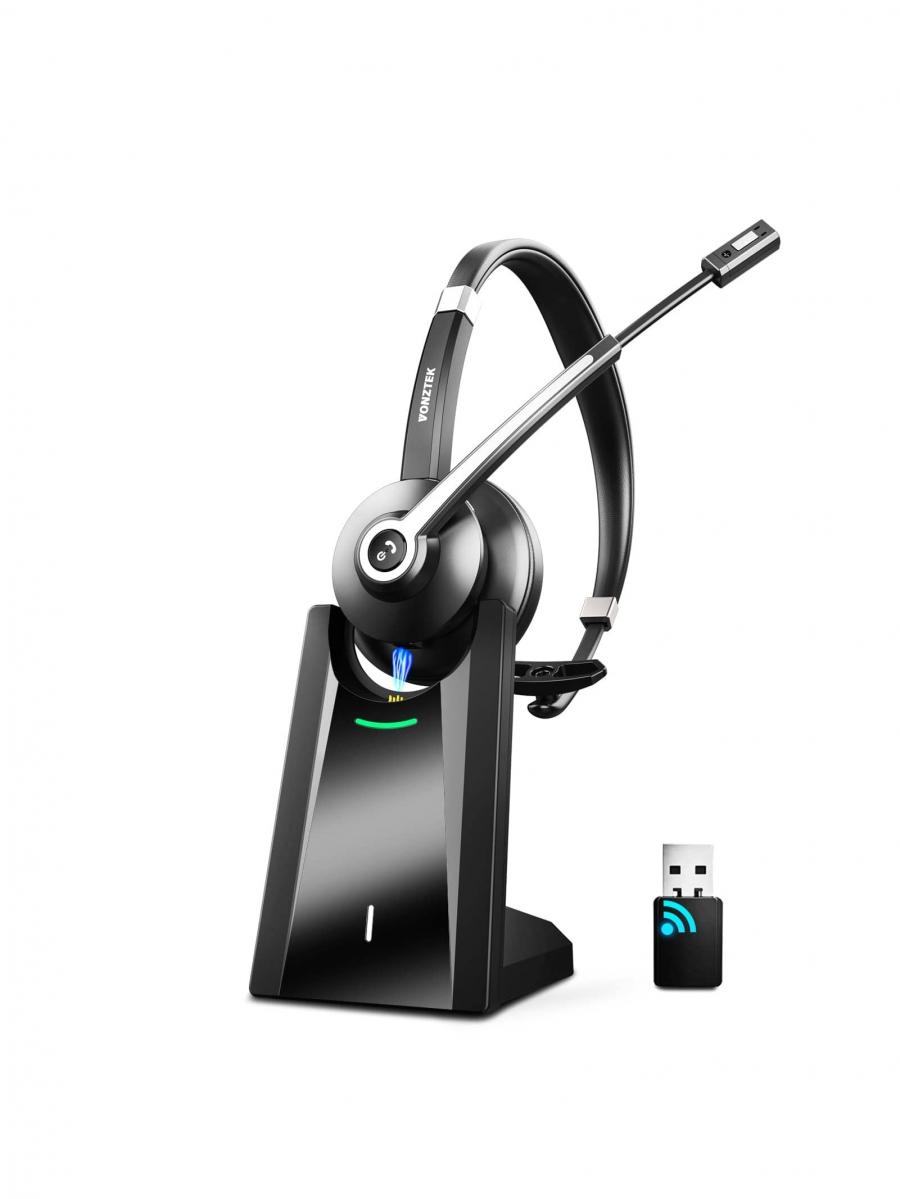 Wireless Bluetooth Headset with Microphone and Charging Dock
