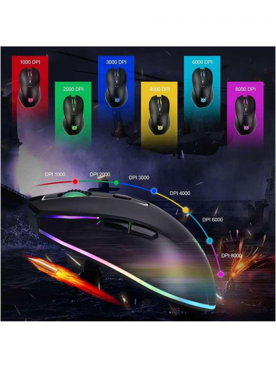 RGB Gaming Mouse 8000 DPI with Breathing Lights for PC Laptop