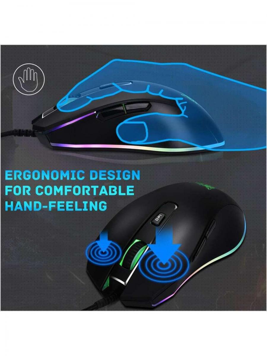 RGB Gaming Mouse 8000 DPI with Breathing Lights for PC Laptop