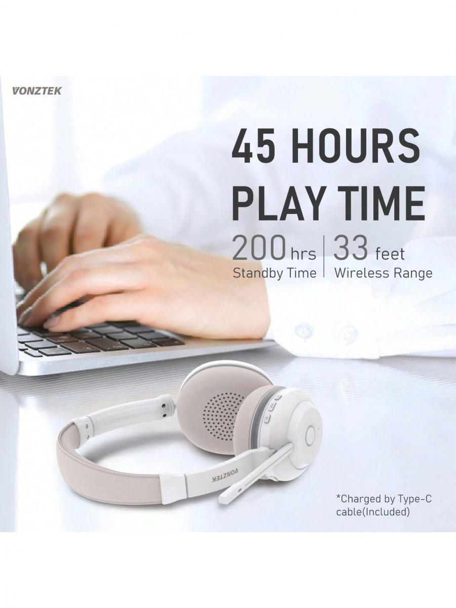 Wireless Bluetooth Headset with Noise Cancellation and Long Battery Life