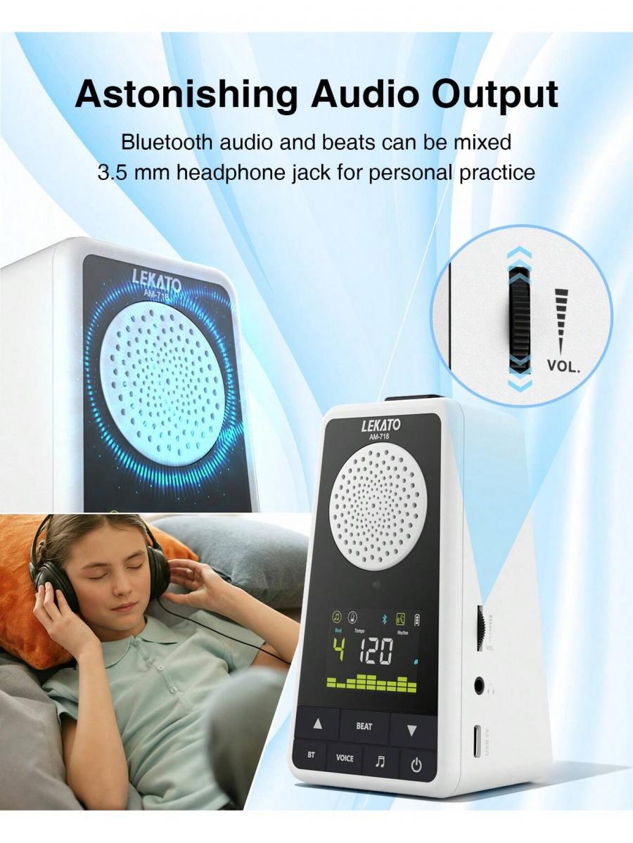 LEKATO Bluetooth Speaker Metronome 2 In 1 Rechargeable Portable Mixer