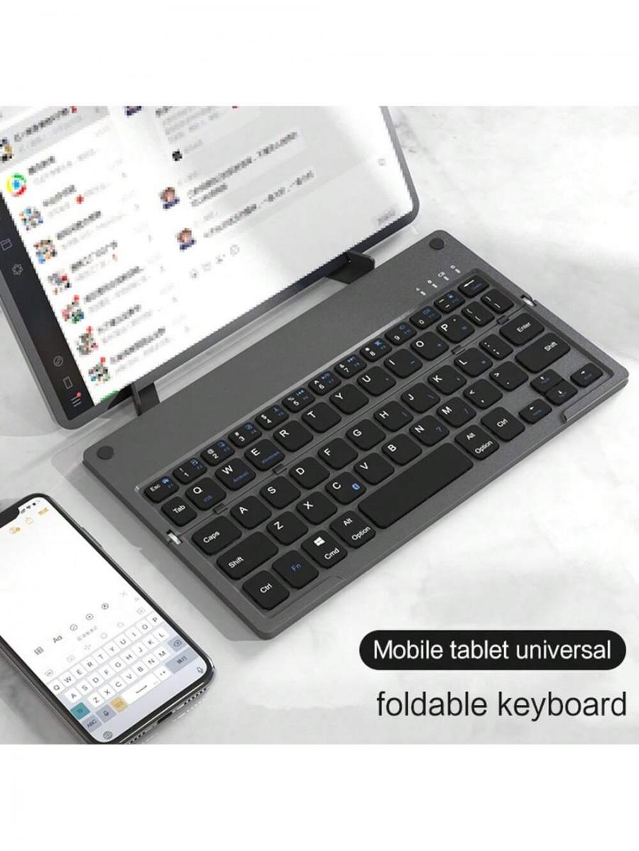 Mini Portable Folding Wireless Keyboard with Stand for Tablets and Phones