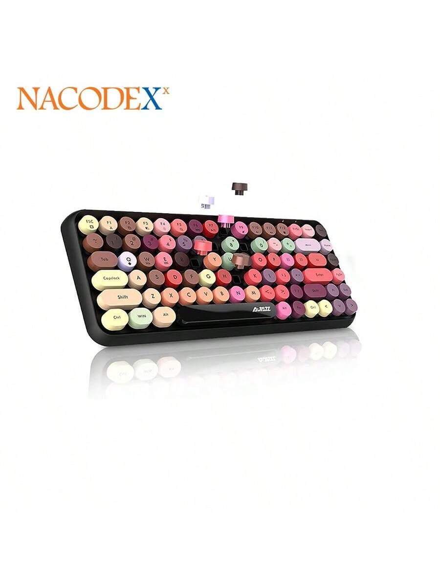 NACODEX Retro Lipstick Red Wireless Gaming Keyboard Round Keys 308I