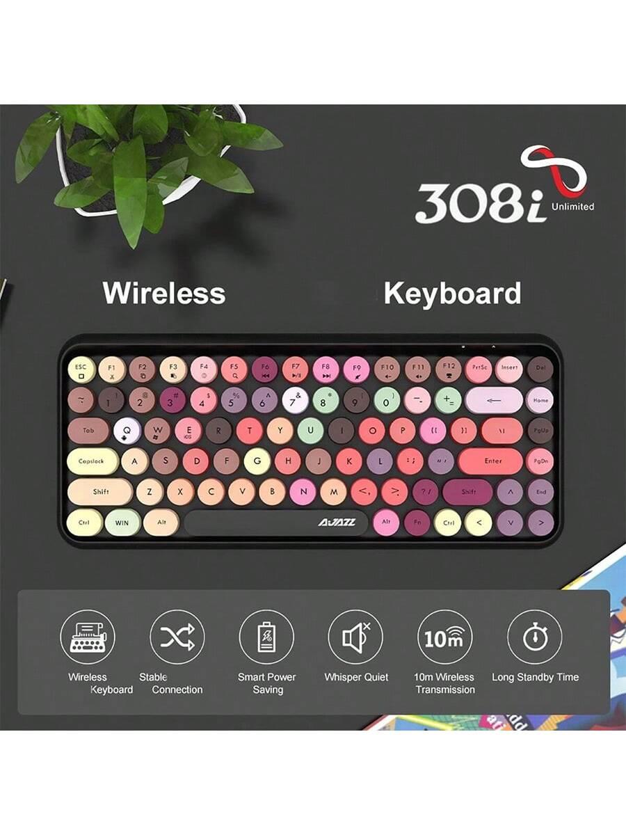 NACODEX Retro Lipstick Red Wireless Gaming Keyboard Round Keys 308I